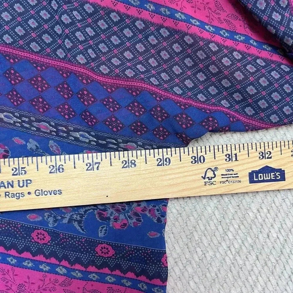 Wallflower Blue Pink Longline Paisley Kimono Cardigan Duster Sz M Boho Western - Picture 7 of 8